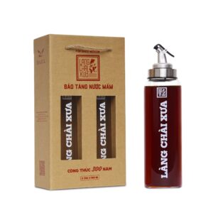 [Combo 2 bình 500ml] Bình rót một chạm cao cấp Làng Chài Xưa one touch open đựng nước mắm, nước tương, dầu ăn - thuỷ tinh siêu nhẹ Borosilicat