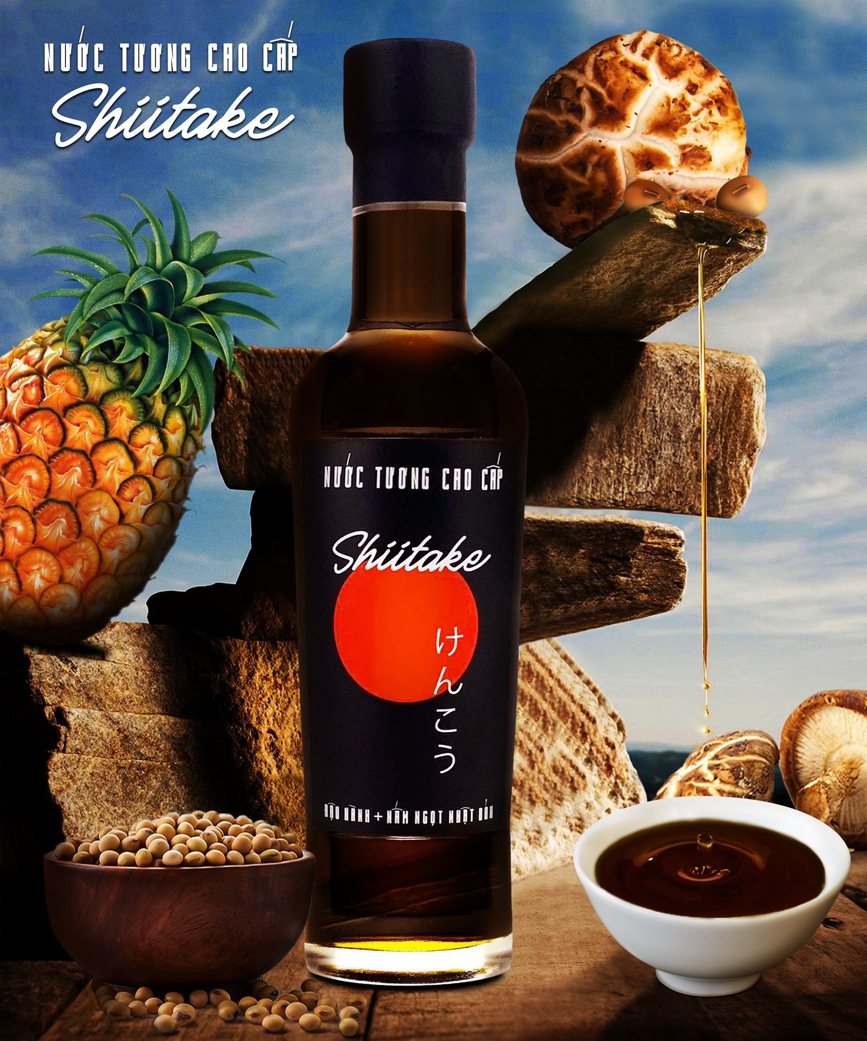 Nước tương cao cấp Shiitake 250ml chai thủy tinh