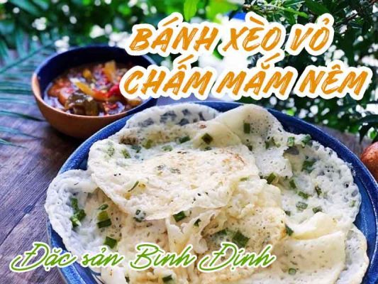 bánh xèo vỏ chấm mắm nêm