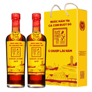 [Hộp 2 chai 500ml] Nước mắm Tĩn cá cơm ruột đỏ 60N độ đạm truyền thống 300 năm sạch không chất bảo quản