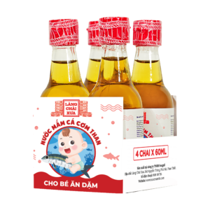 [Lốc 4 chai 60ml] Nước mắm cá cơm than Làng Chài Xưa cho bé ăn dặm độ đạm 10N vị dịu nhẹ an toàn